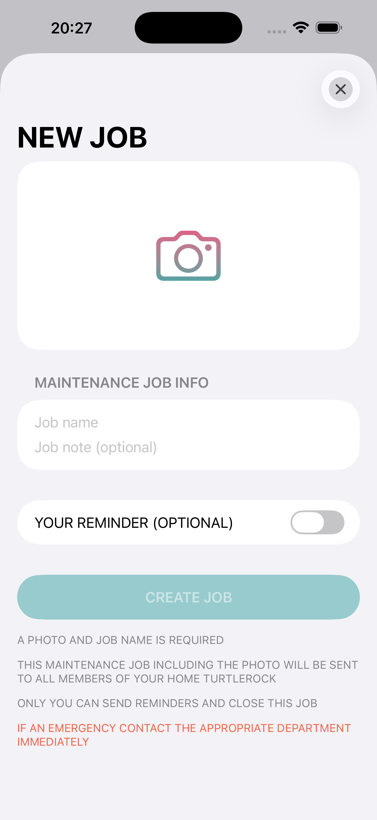 New maintenance request